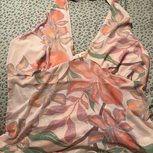 See You Monday Pink Mesh Floral Halter Top
